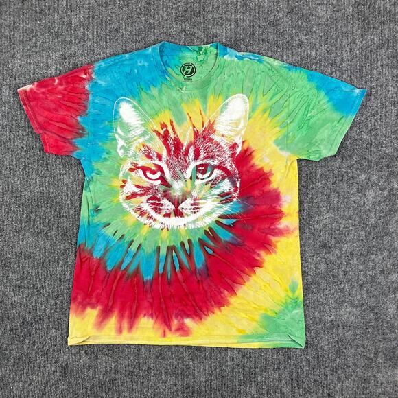 Hyde Tie-Dye T-Shirt Mens M Rainbow Cat Graphic Psychedelic Short Sleeve - Picture 2 of 7